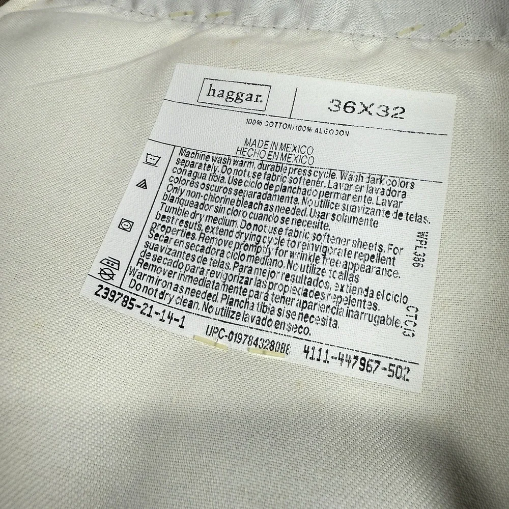 NEW HAGGAR FREEDOM KHAKI FLAT FRONT CLASSIC 36 X 32 DRESS PANTS WRINKLE‎ FREE